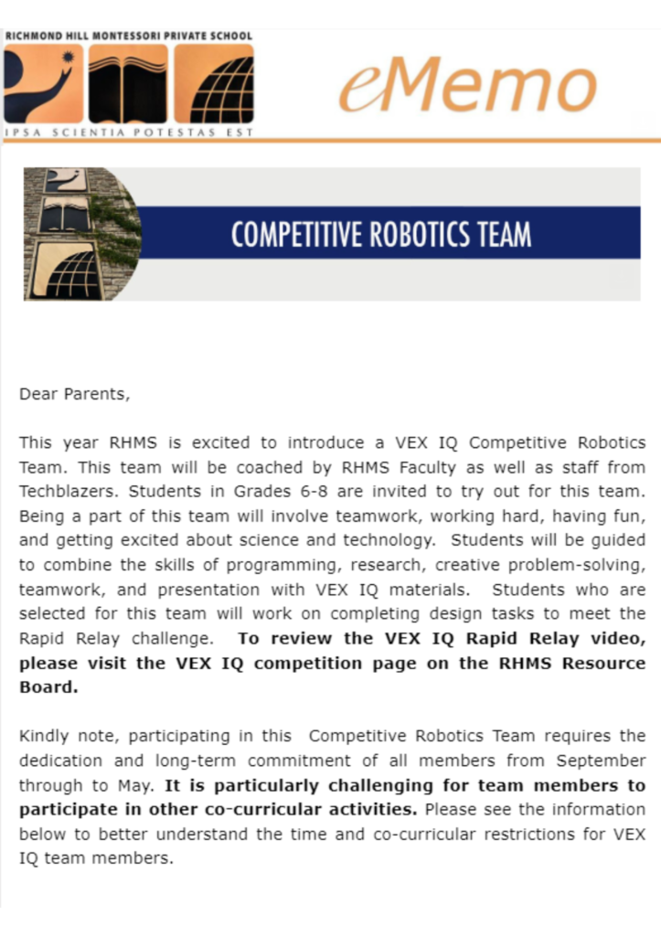 TechBlazers Partners with RHMS to Build VEX IQ Champions